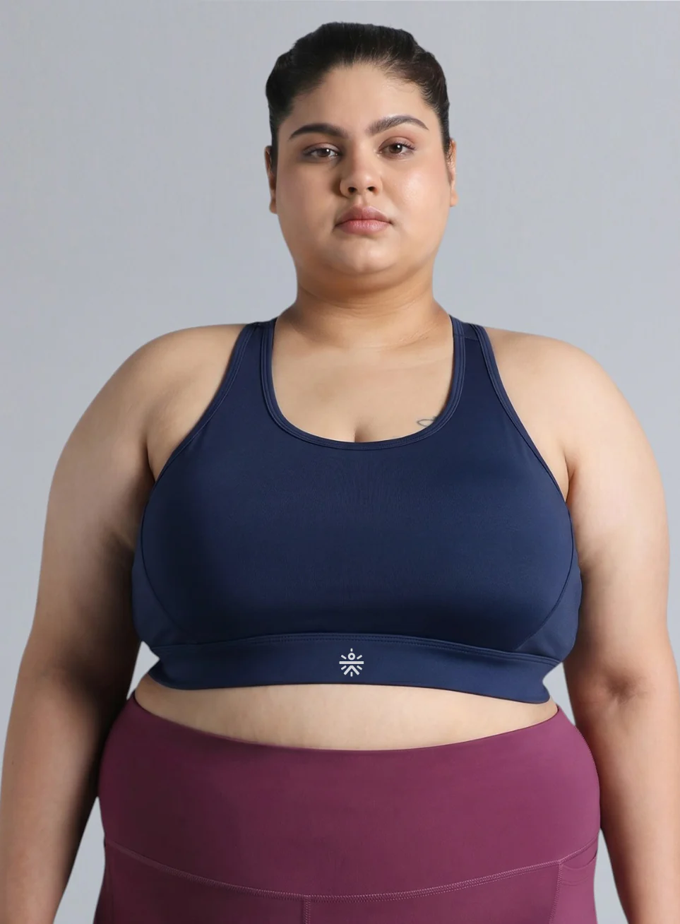 Women's Blue Racer Back Hook Running High Support Plus Size Sports Bra - Image 4