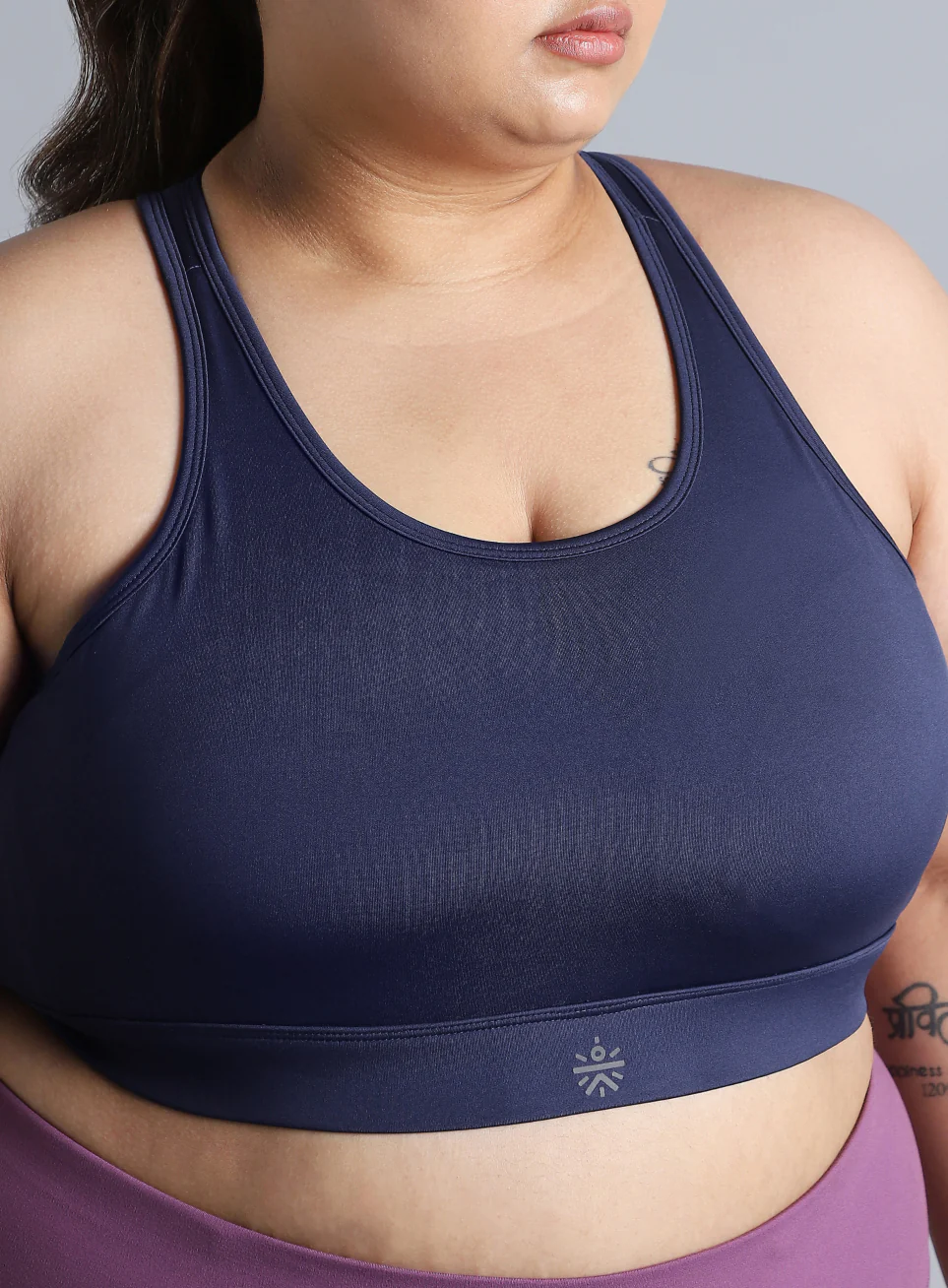 Women's Blue Racer Back Hook Running High Support Plus Size Sports Bra - Image 7