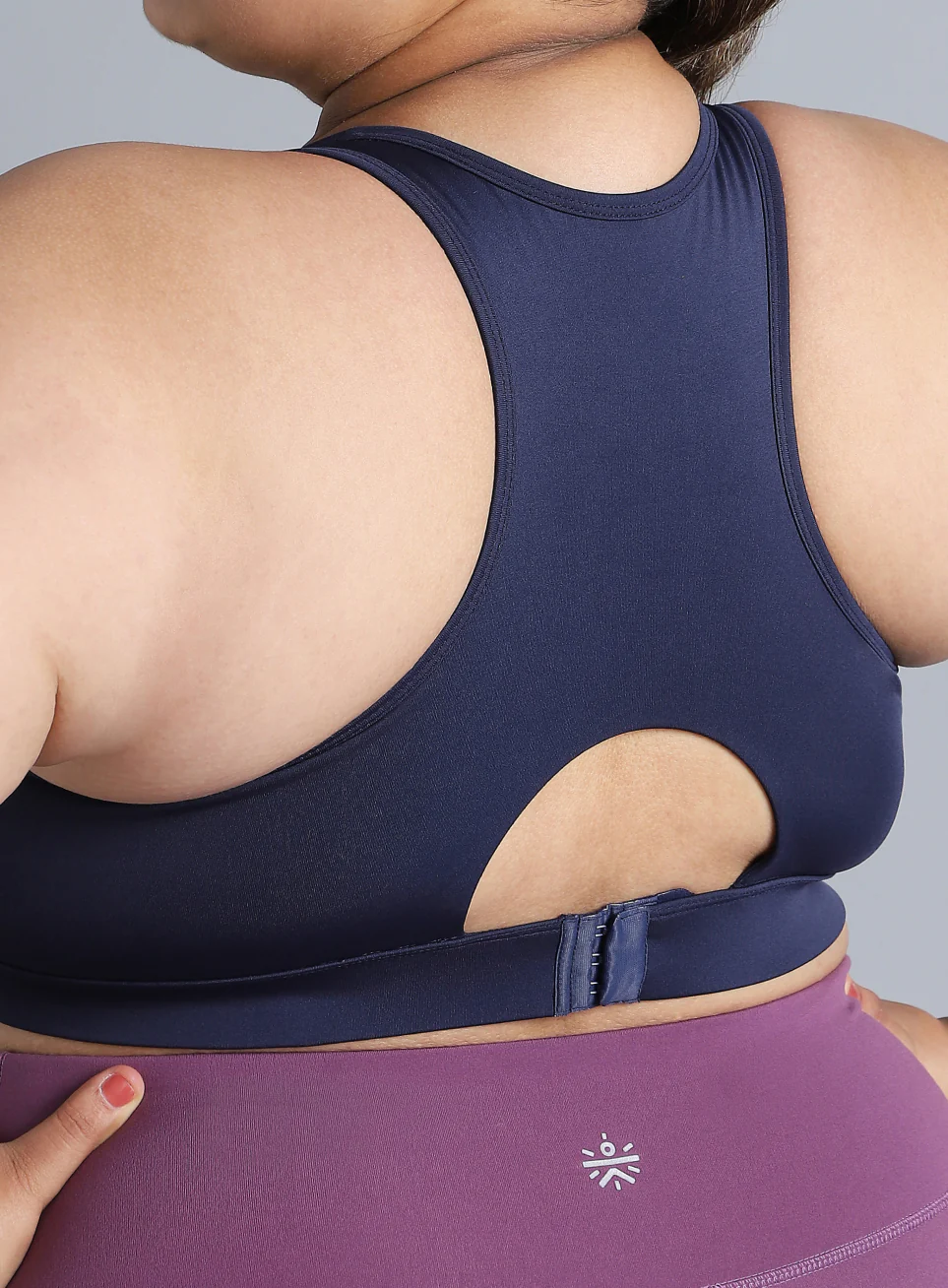 Women's Blue Racer Back Hook Running High Support Plus Size Sports Bra - Image 8