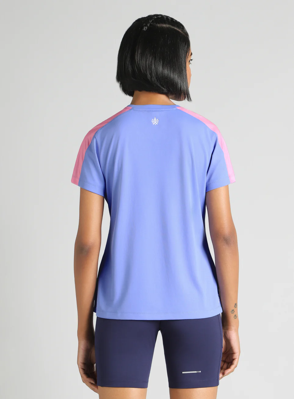 Women's Blue Shoulder Pop Active T-Shirt - Image 6