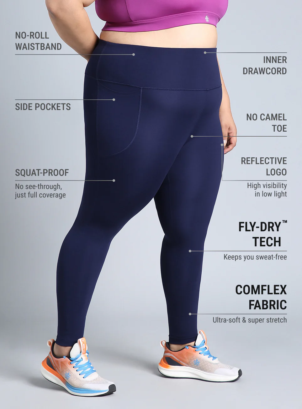 Women's Blue Training Plus Size COMFlex Tights - Image 5