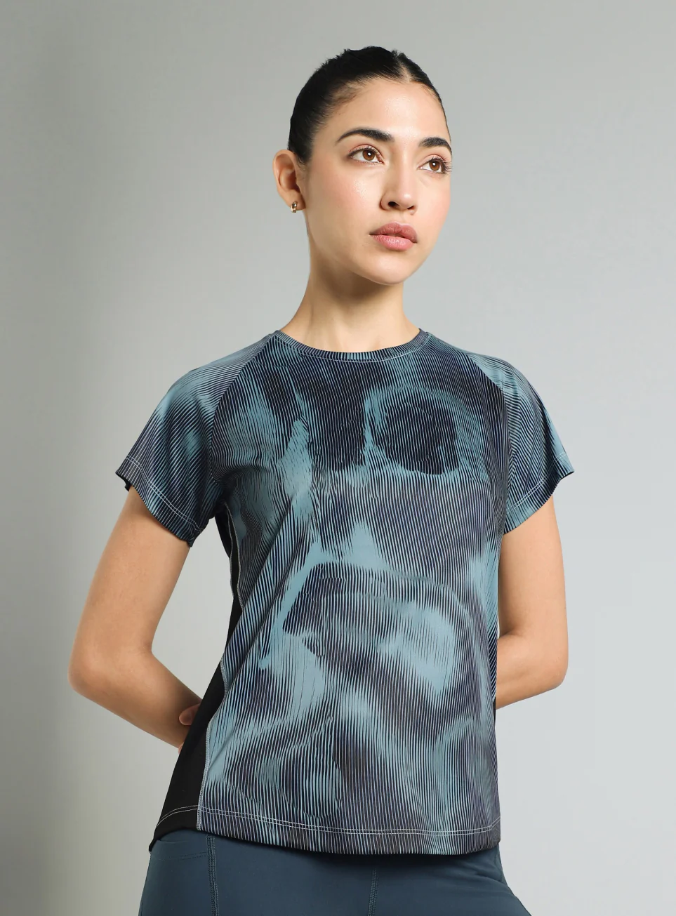 Women's Blue Urban Camo Run T-shirt