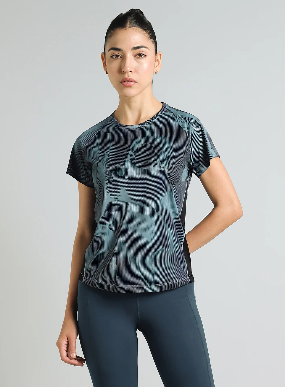Women's Blue Urban Camo Run T-shirt - Image 4