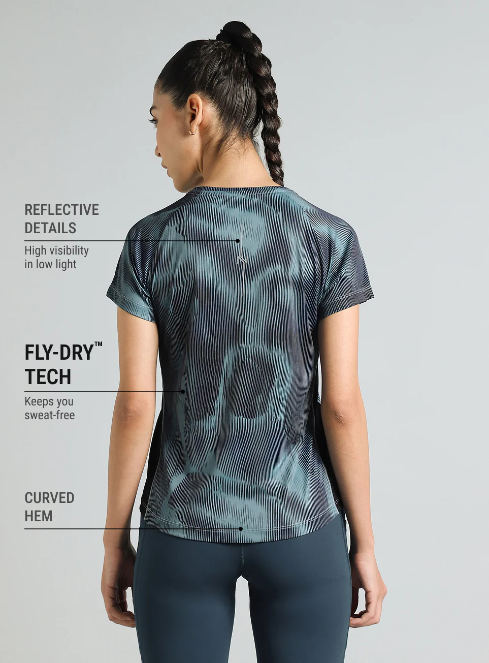 Women's Blue Urban Camo Run T-shirt - Image 6
