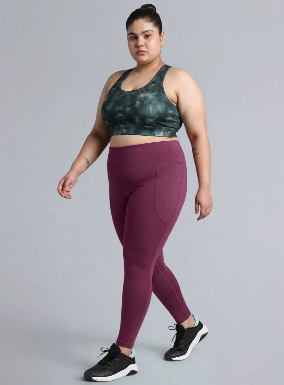 Women's Blue Urban Camo Running High Support Plus Size Bra - Image 3