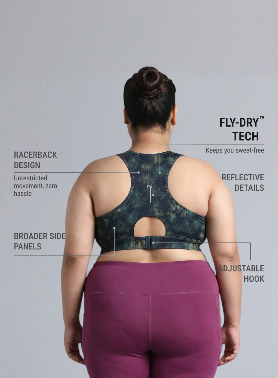 Women's Blue Urban Camo Running High Support Plus Size Bra - Image 6
