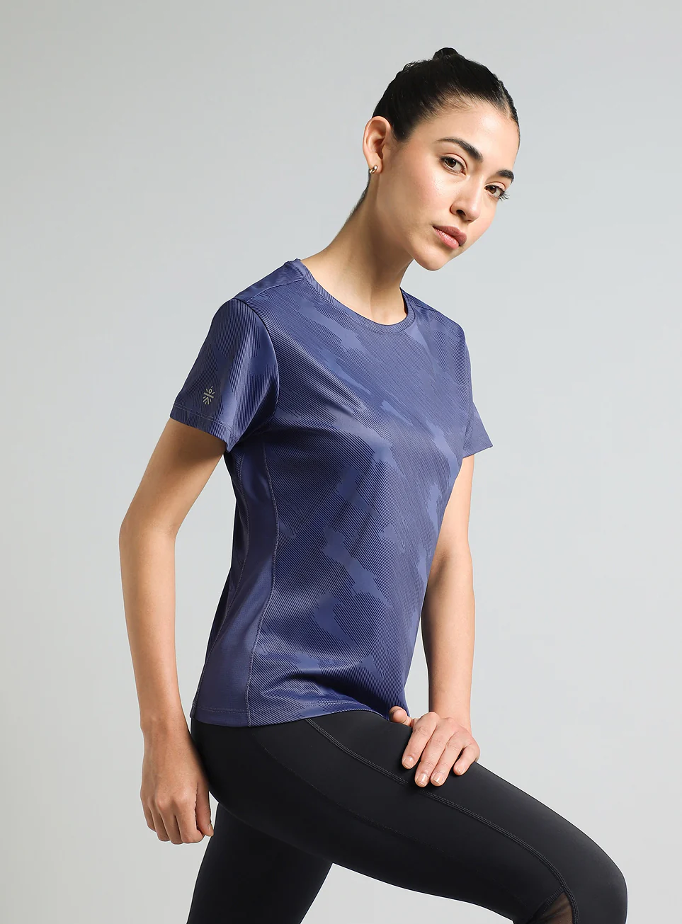 Women's Blue Urban Camo Running T-shirt