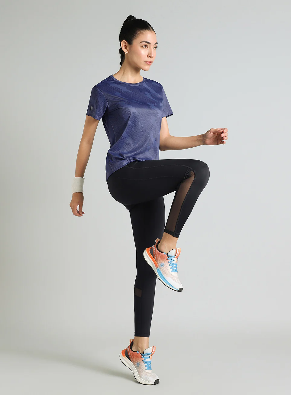 Women's Blue Urban Camo Running T-shirt - Image 2