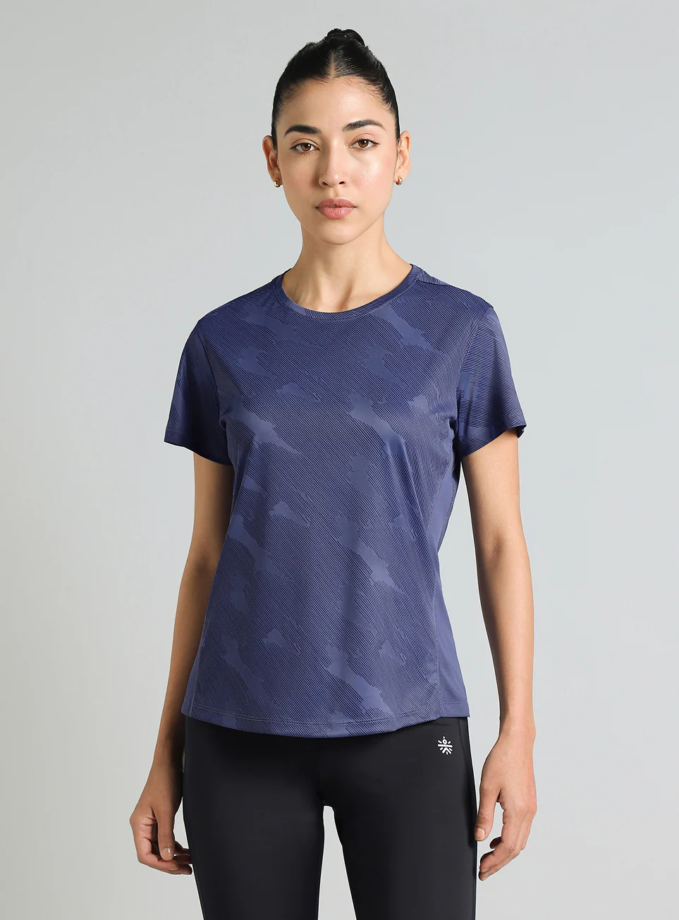 Women's Blue Urban Camo Running T-shirt - Image 4