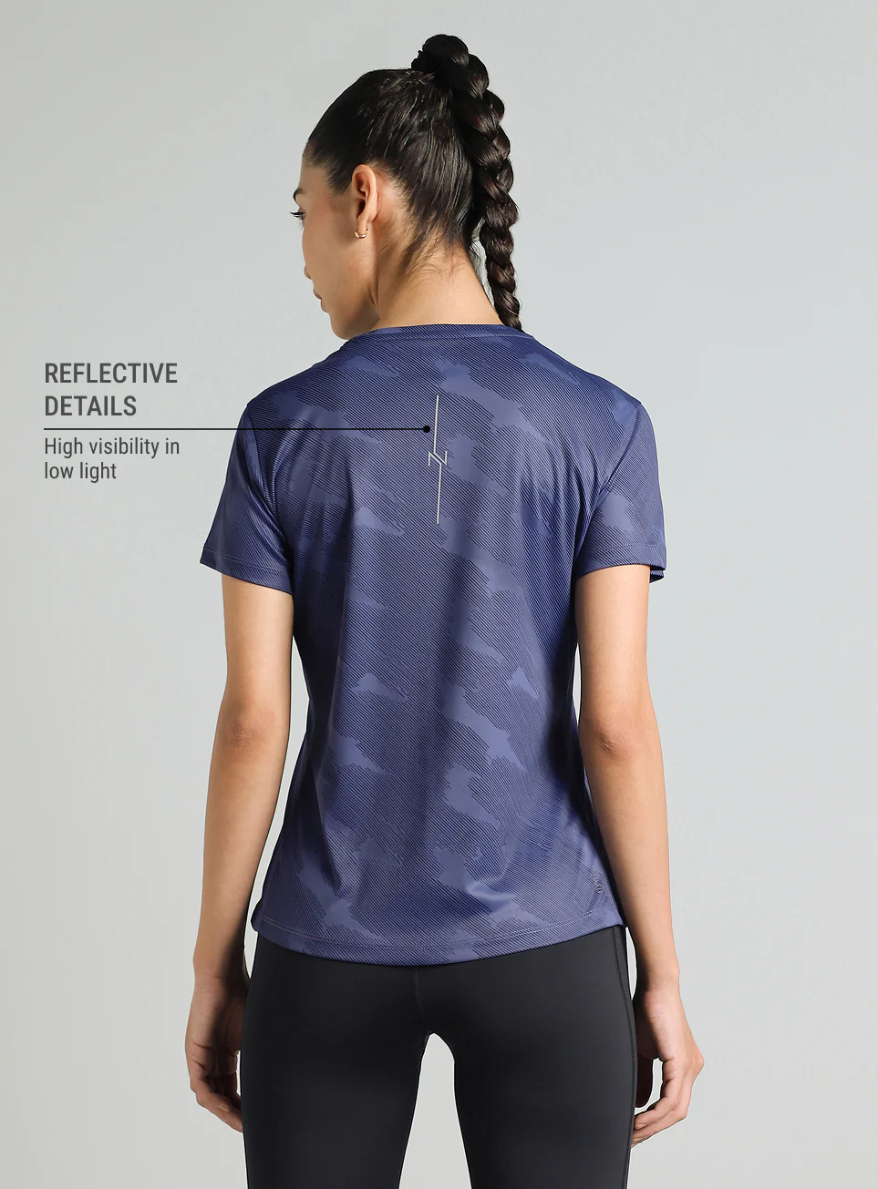 Women's Blue Urban Camo Running T-shirt - Image 6