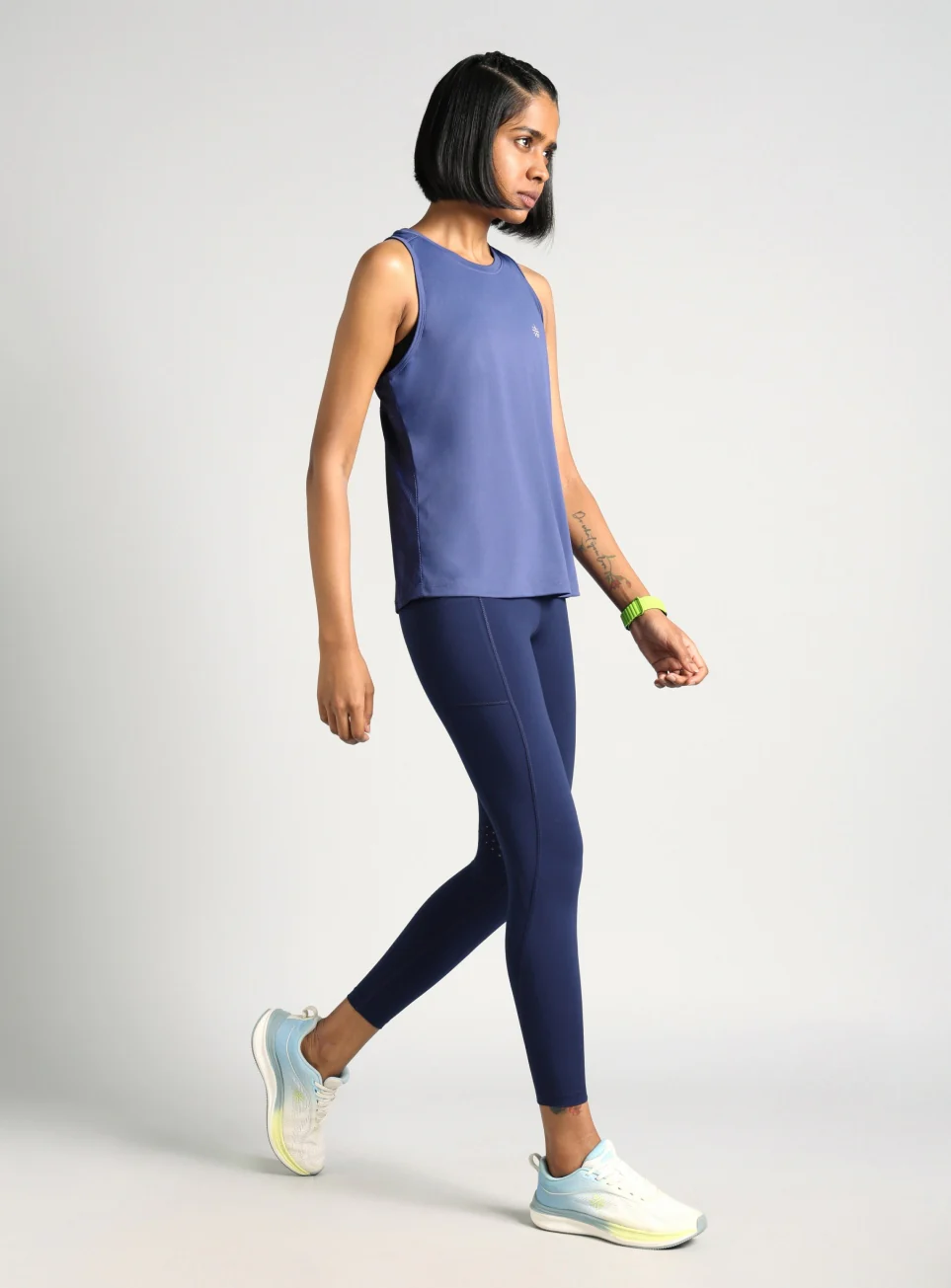 Women's Blue Urban Camo Running Tank Top - Image 2