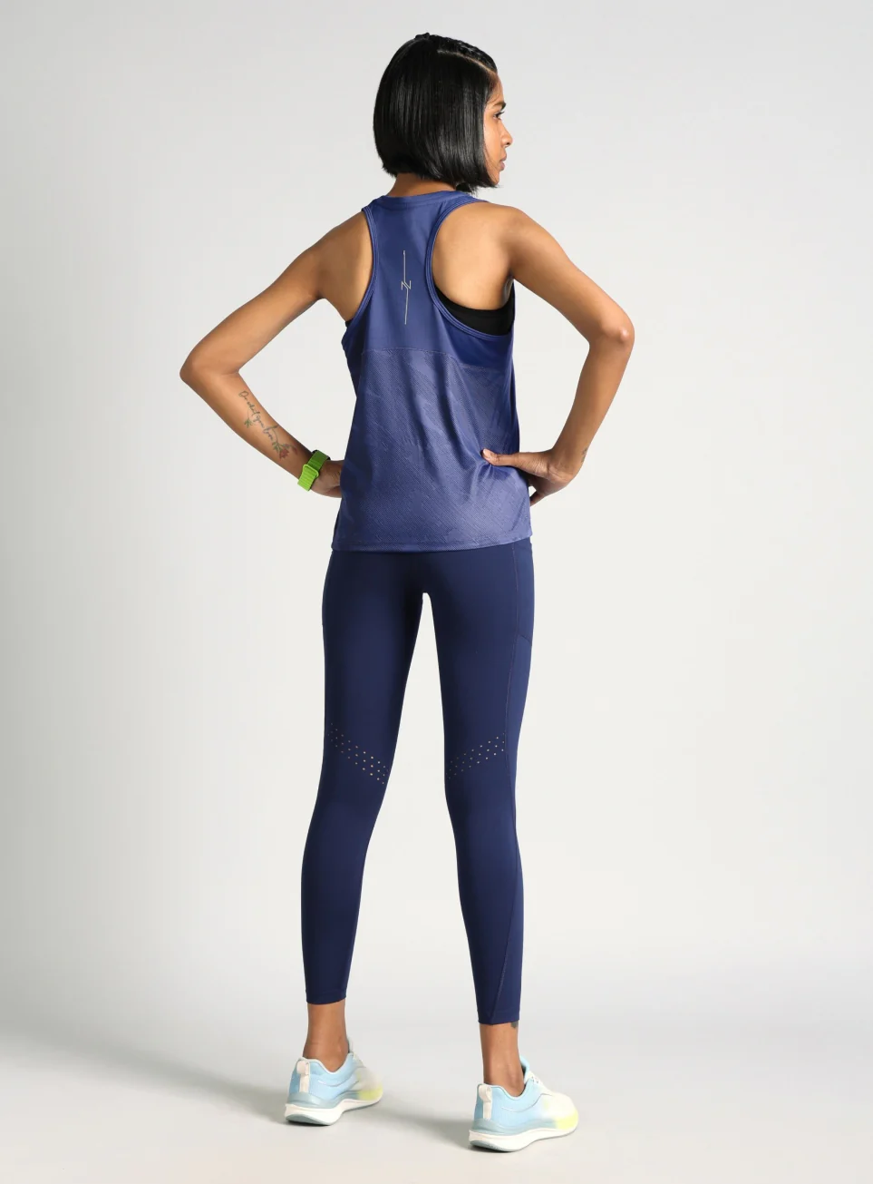 Women's Blue Urban Camo Running Tank Top - Image 3