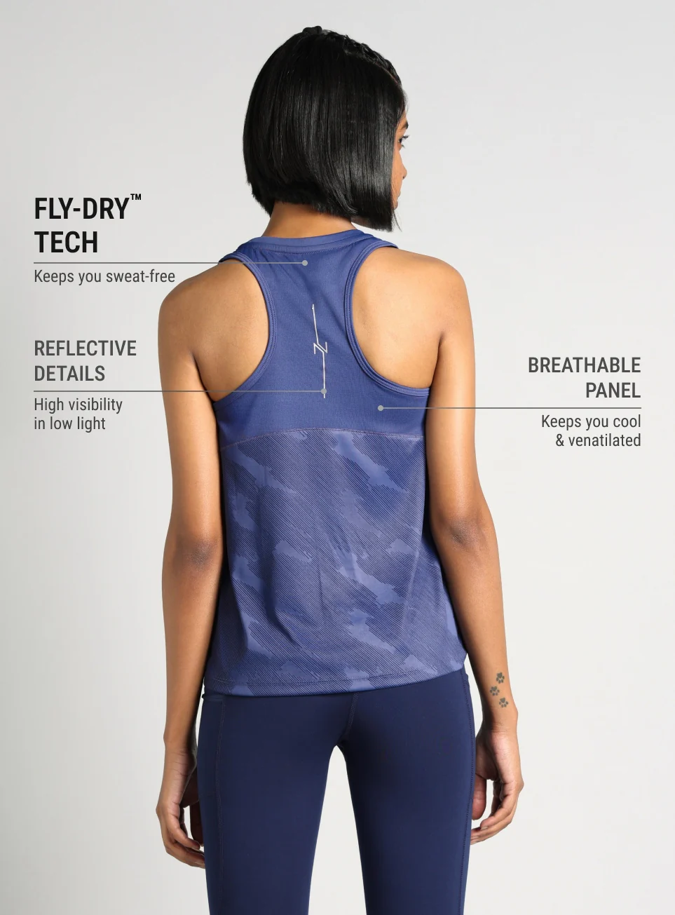 Women's Blue Urban Camo Running Tank Top - Image 6