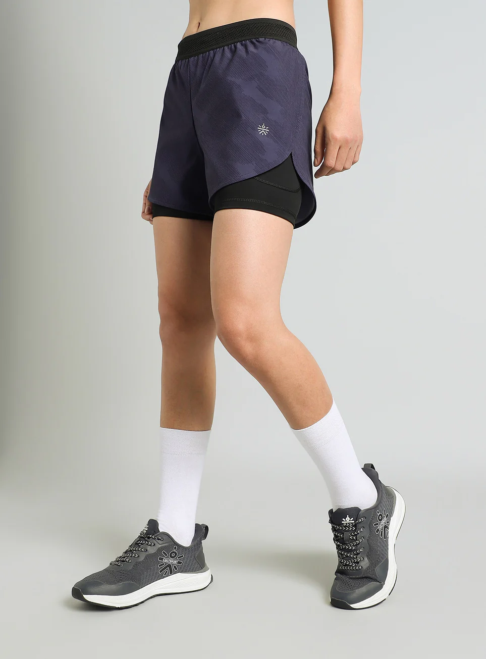 Women's Blue Urban Camo Shorts with Inbuilt Tights