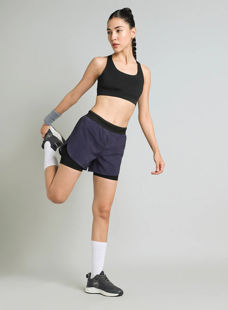 Women's Blue Urban Camo Shorts with Inbuilt Tights - Image 3