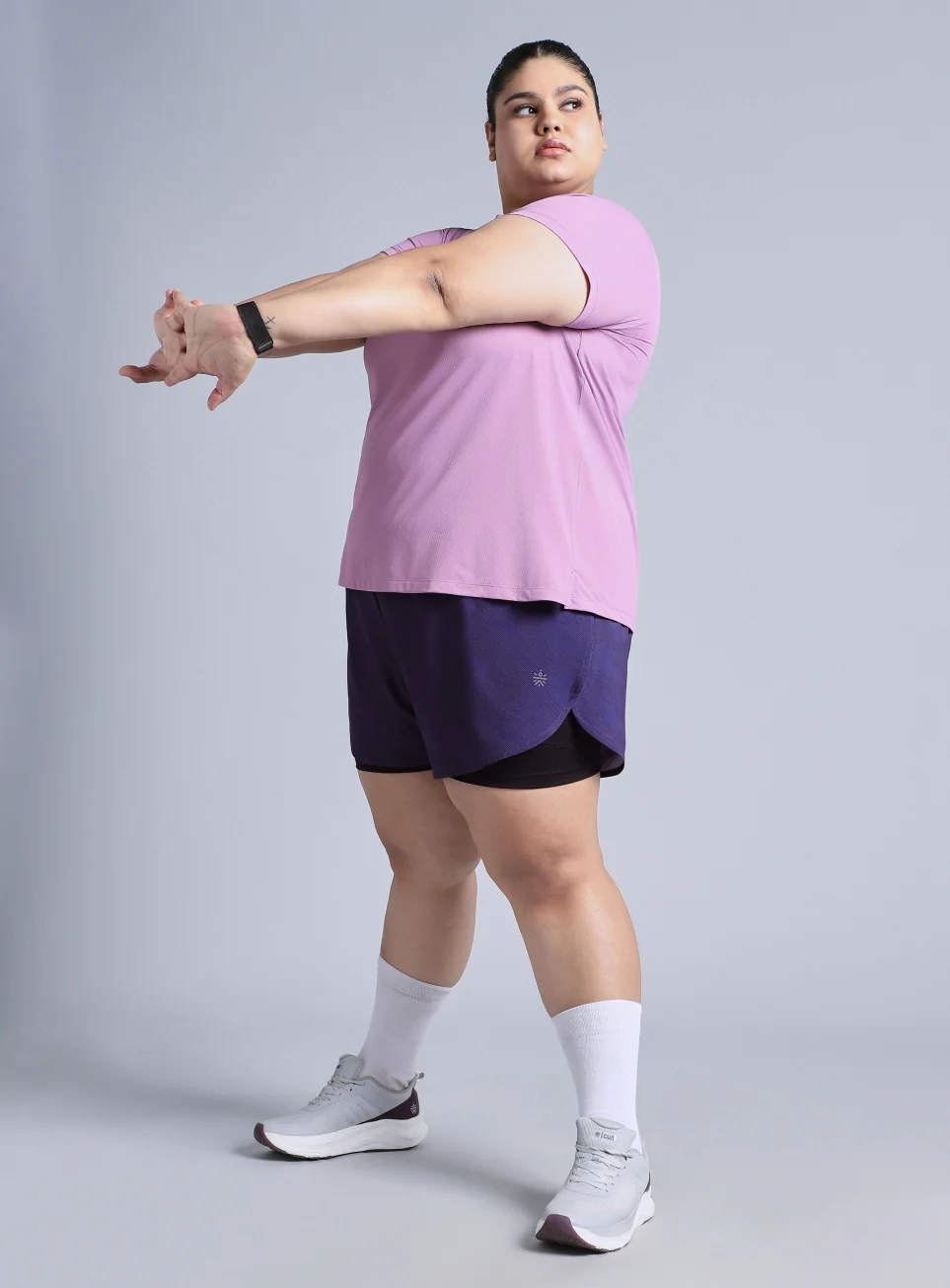 Women's Blue Urban Camo Shorts with Inner Tight Plus Size Shorts - Image 3