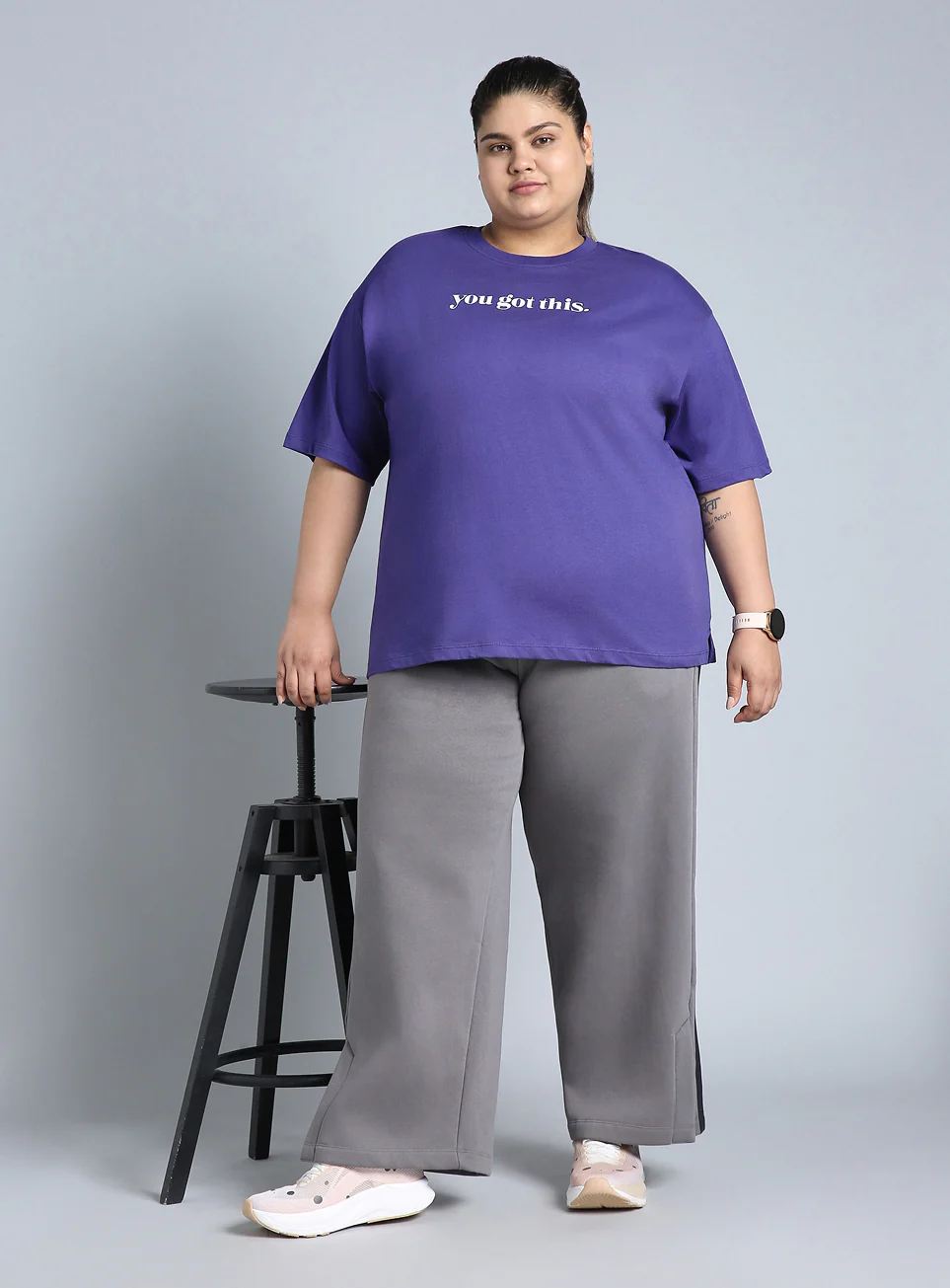 Women's Blue You Got This Oversized Fit Plus Size T-shirt - Image 3
