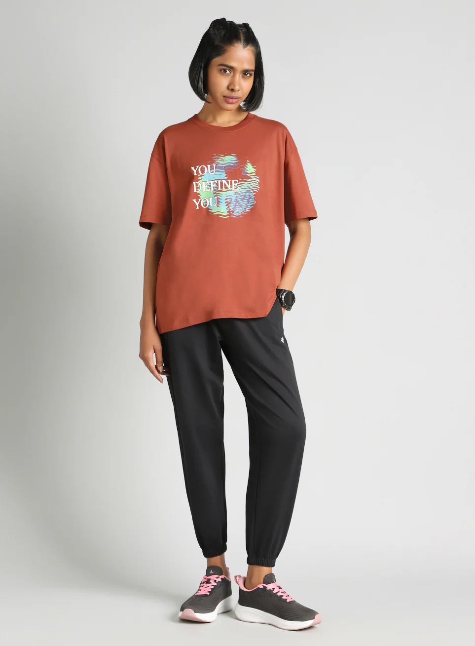 Women's Brown Graphic Oversized Fit T-Shirt - Image 3