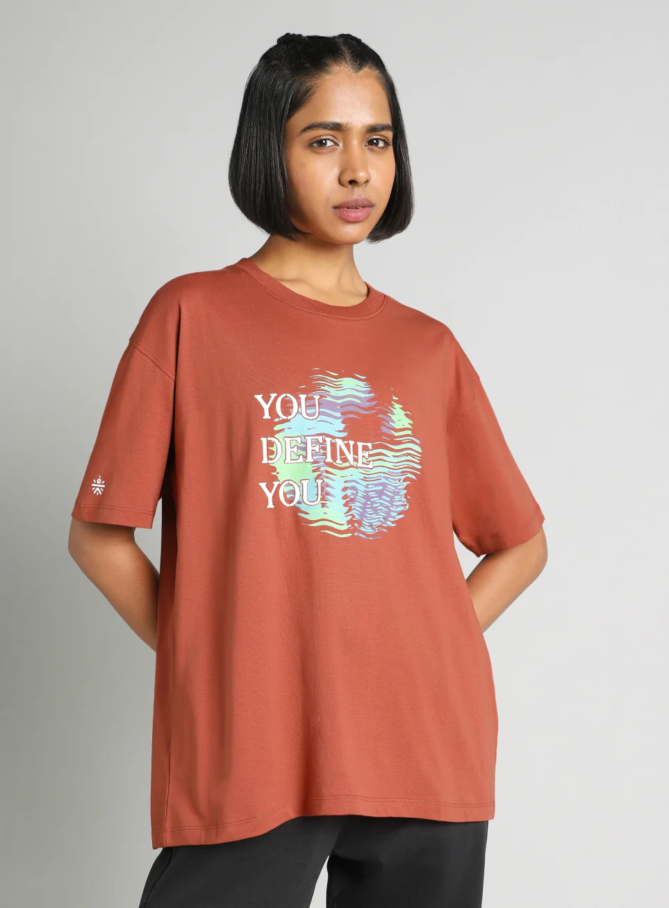 Women's Brown Graphic Oversized Fit T-Shirt - Image 4