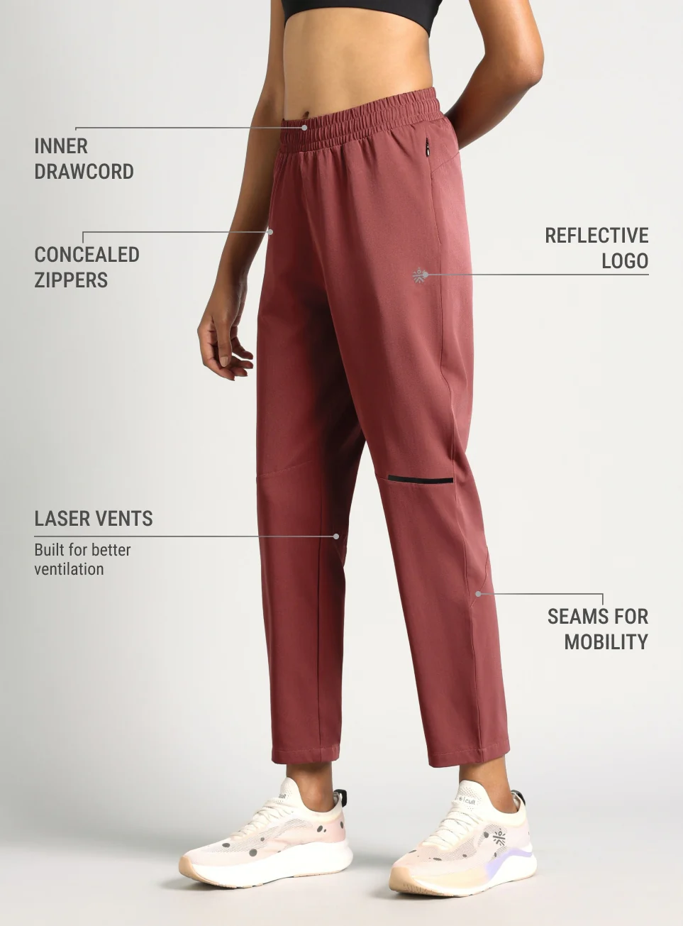 Women's Brown Pace Pro Running Trackpants - Image 5