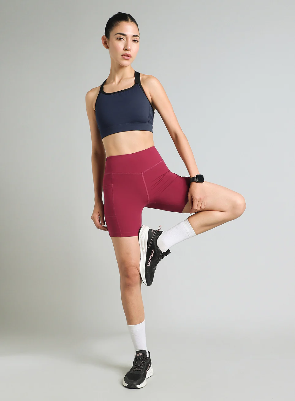 Women's Burgundy COMFlex Cycling Shorts - Image 2
