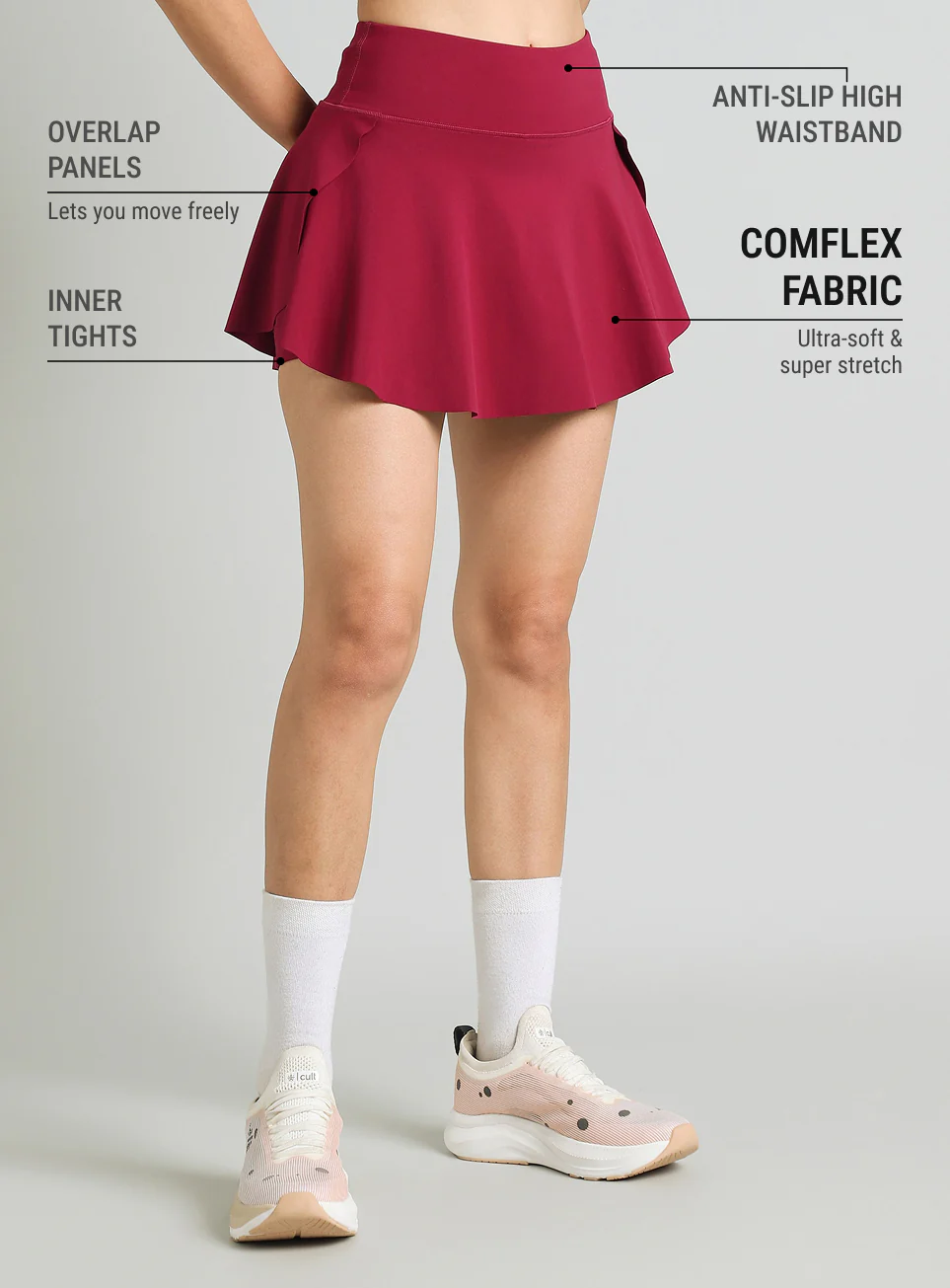 Women's Burgundy True Performance Sculpted COMFlex Skorts - Image 5