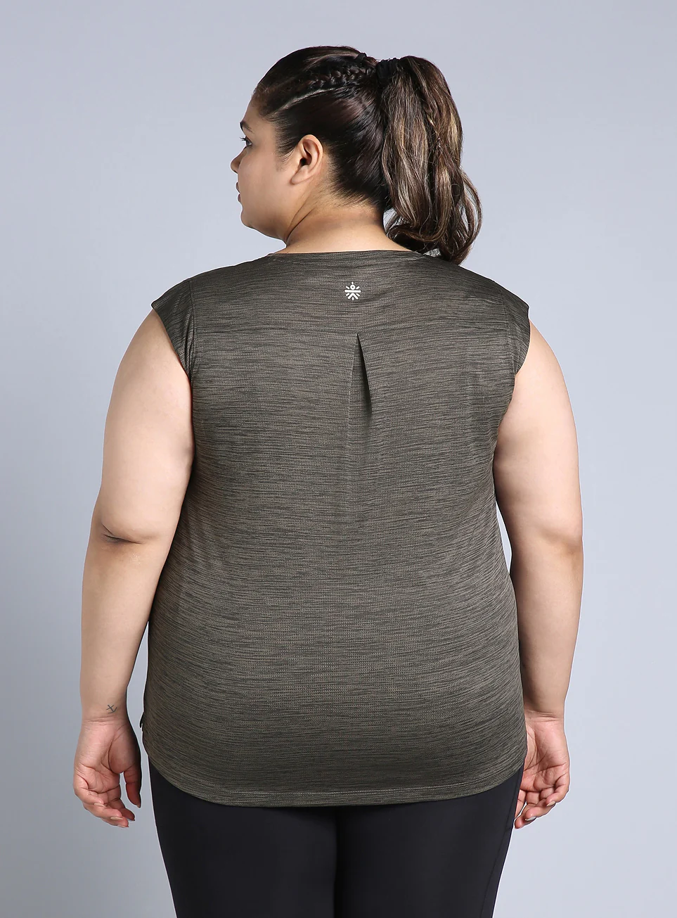 Women's Charcoal Melange Plus Size Training Tee - Image 6