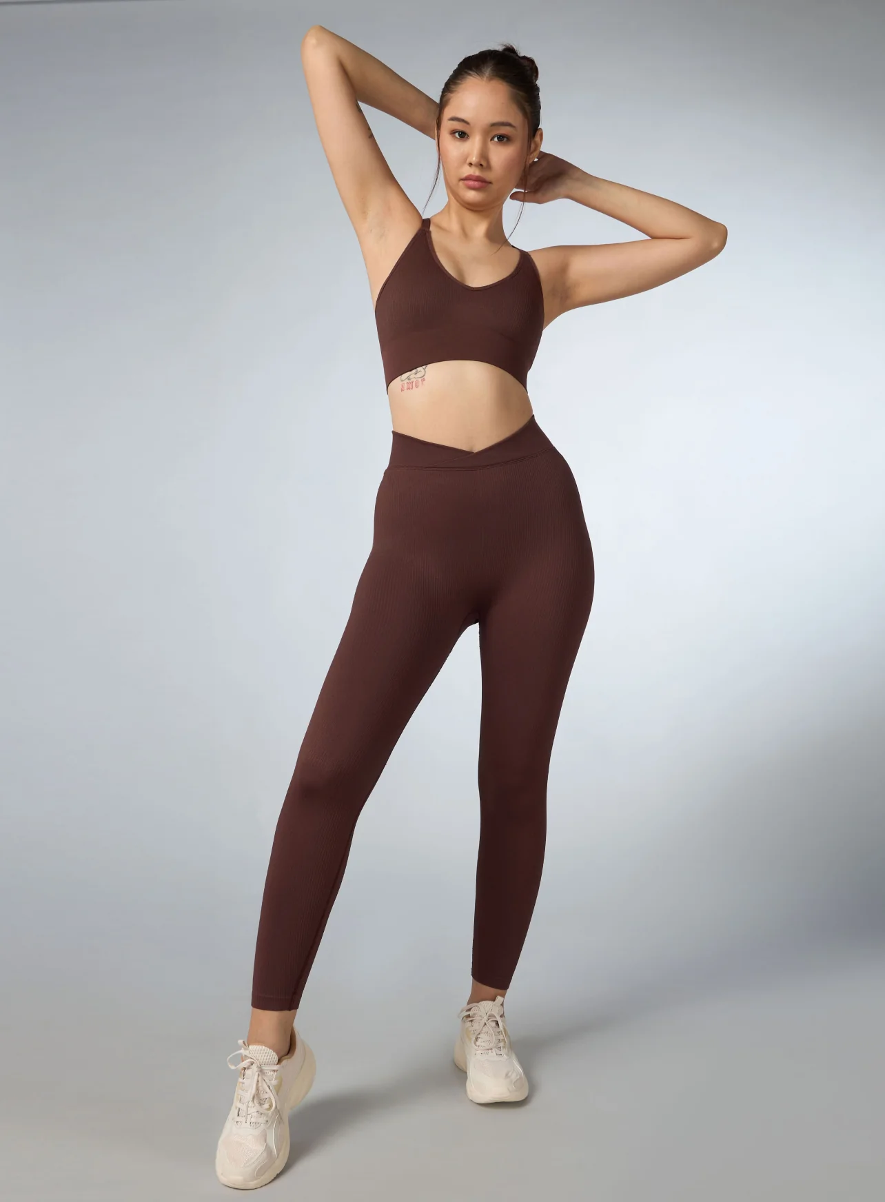 Women's Coffee Cross Fit Seamless Medium Support Bra - Image 3