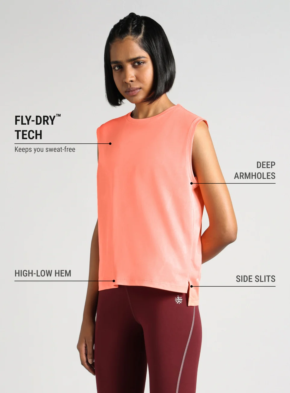 Women's Coral Boxy Fit Training Tank - Image 5