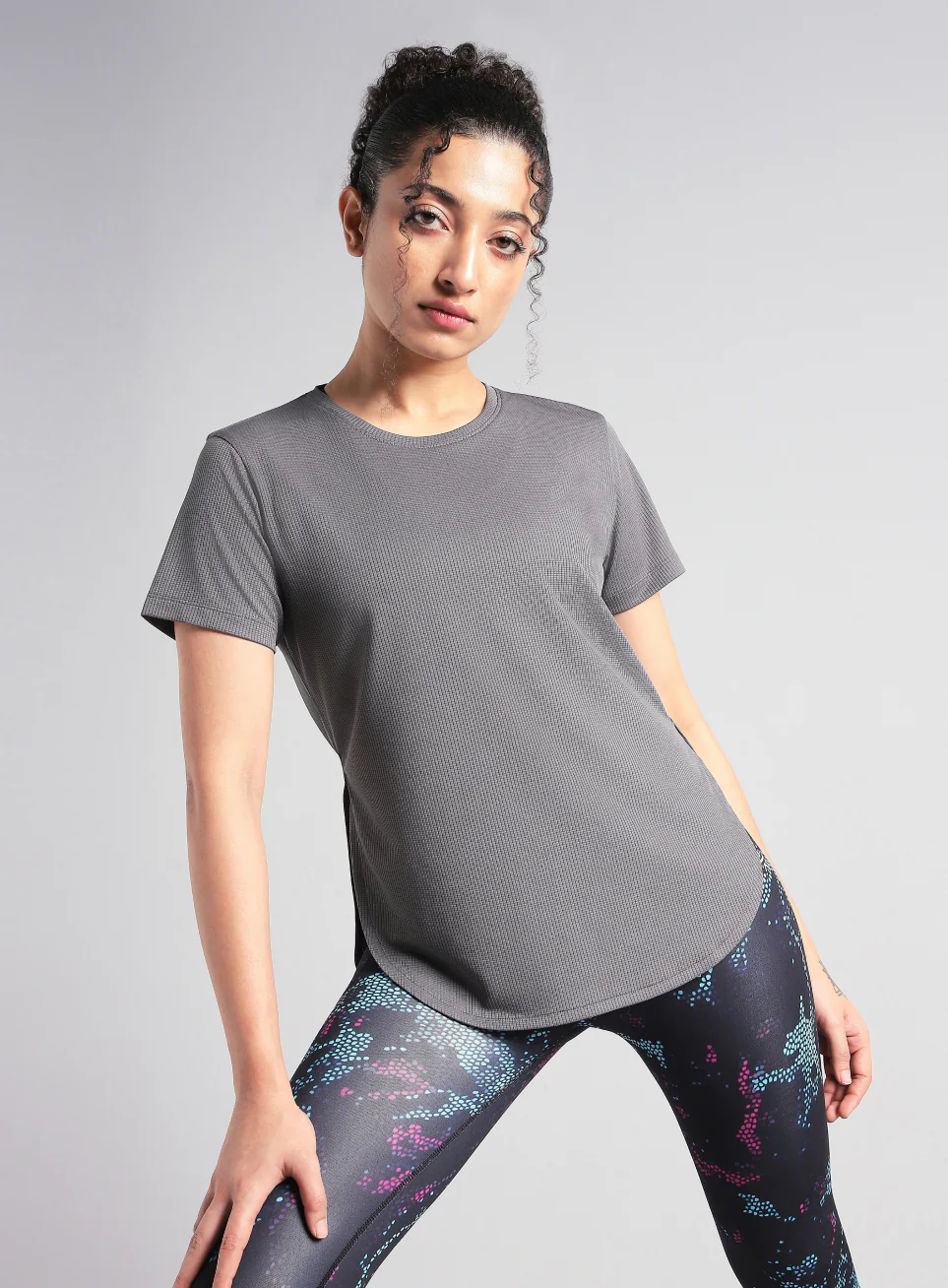 Women's Dark Gey Core Training Longline T-shirt