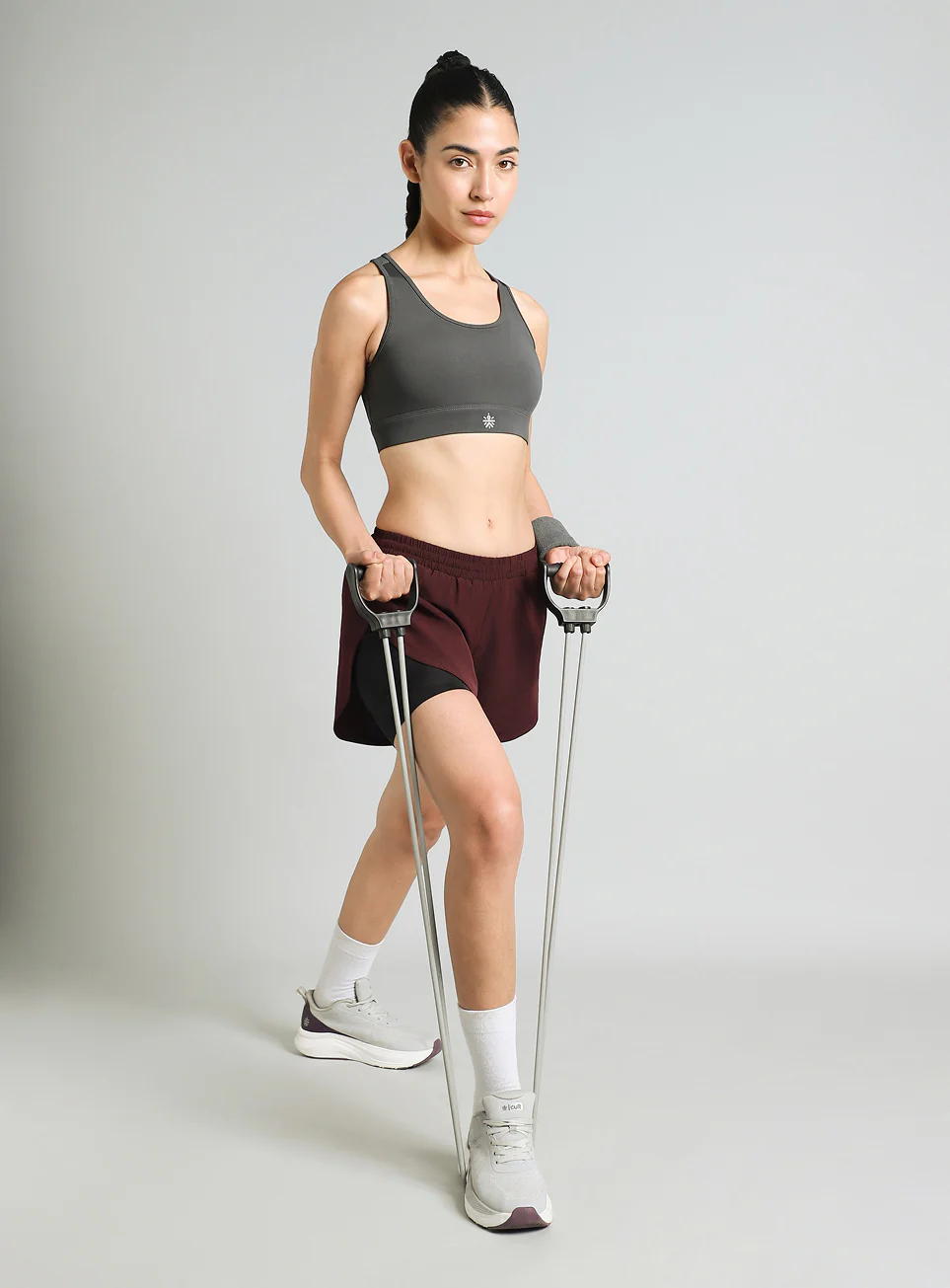 Women's Dark Grey Racer Back with Hook High Support Running Bra - Image 2