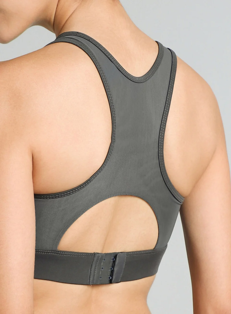 Women's Dark Grey Racer Back with Hook High Support Running Bra - Image 8