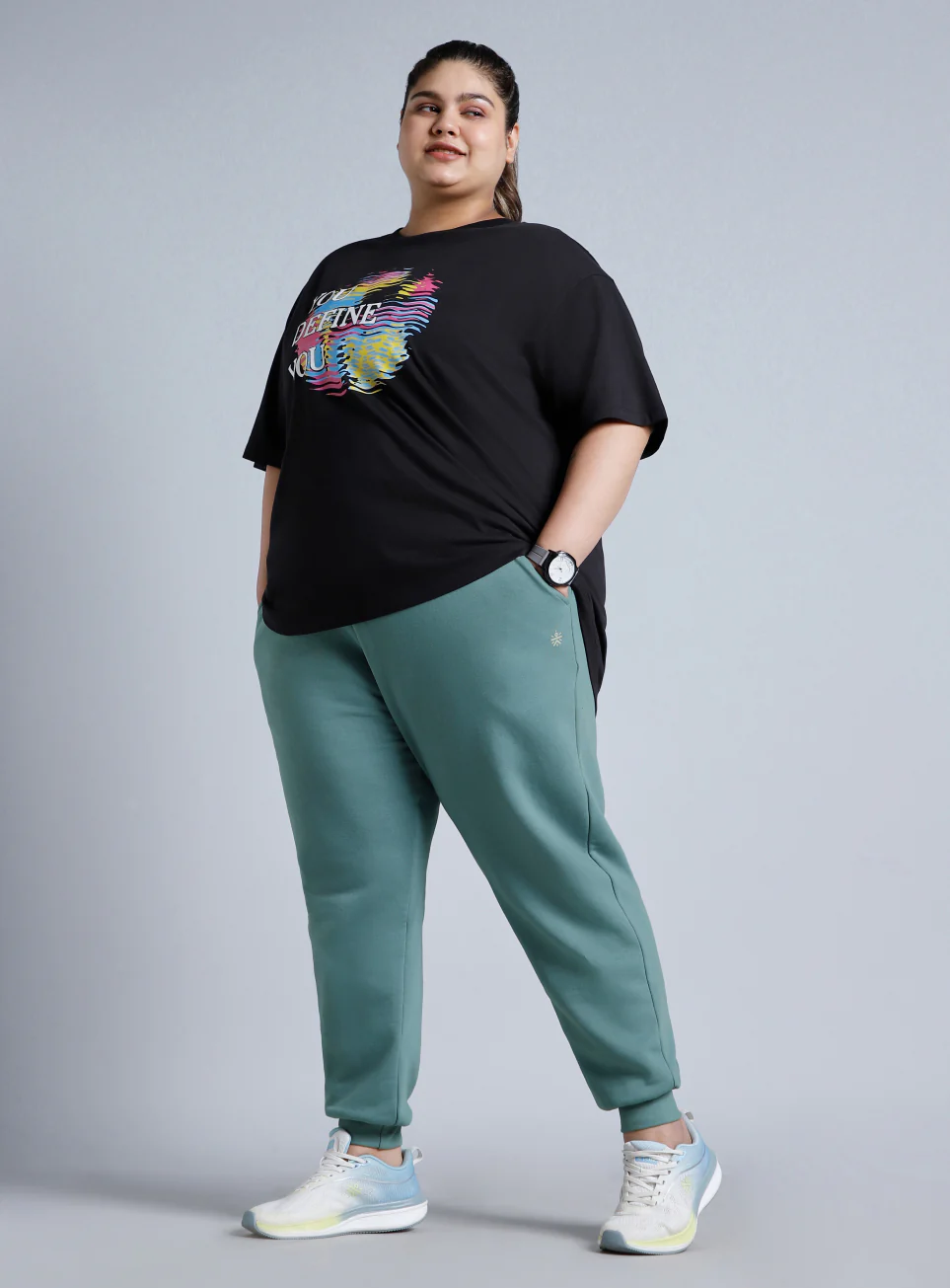 Women's Green Cotton Plus Size Everyday Joggers - Image 3