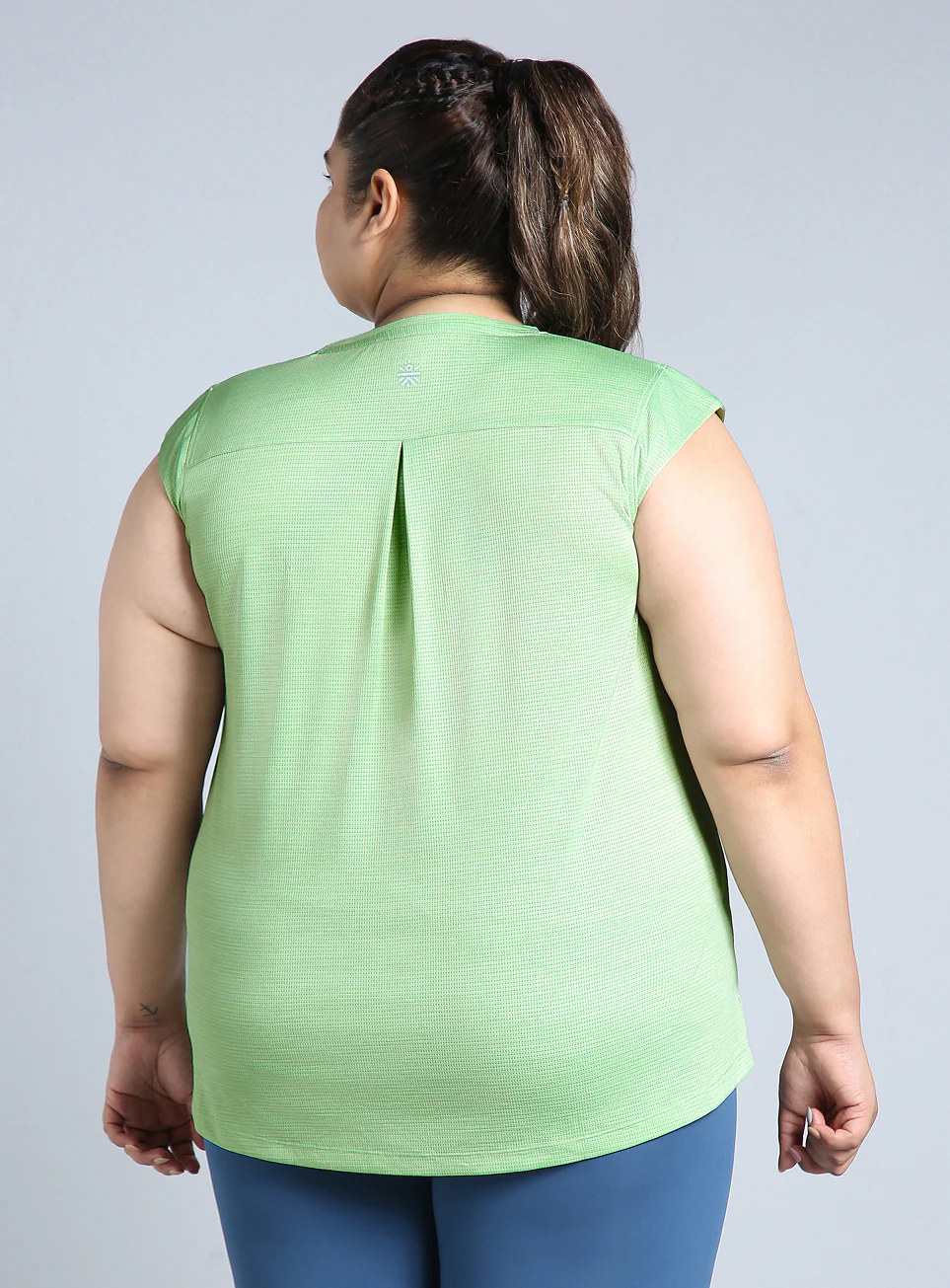 Women's Green Melange Plus Size Training Tee - Image 6