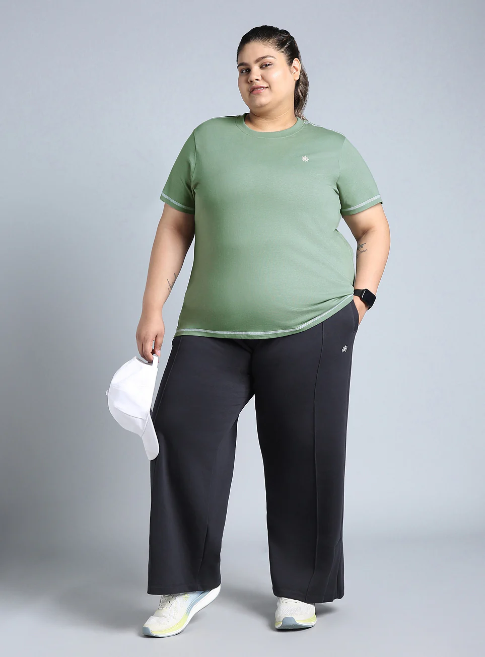 Women's Green Plus Size Back Vent Athleisure Tee - Image 2