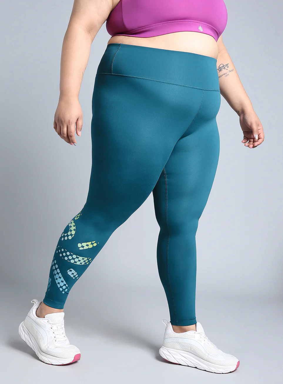 Women's Green Plus Size Graphic Branded COMFlex Training Tights