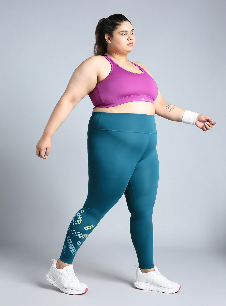 Women's Green Plus Size Graphic Branded COMFlex Training Tights - Image 2