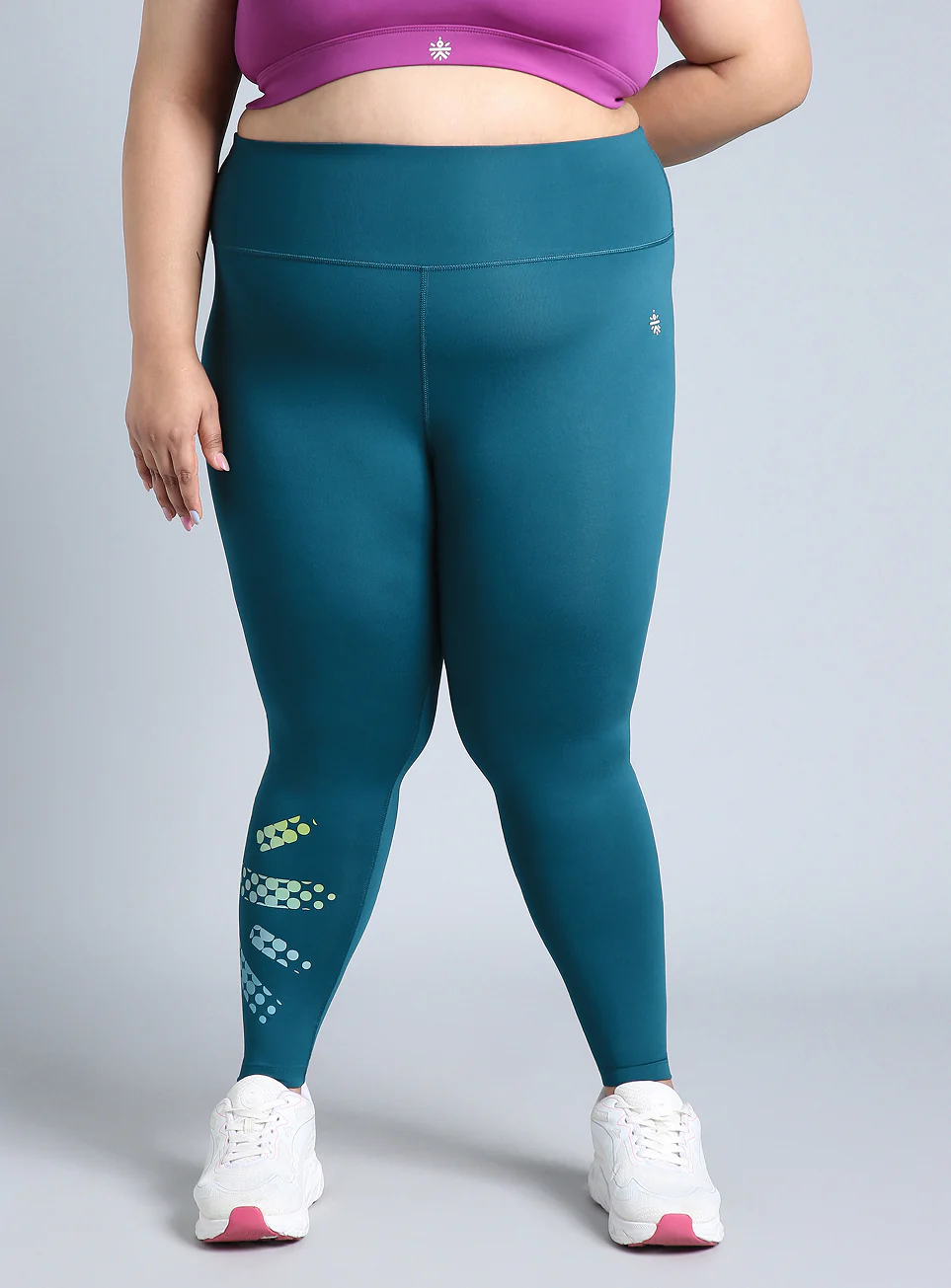 Women's Green Plus Size Graphic Branded COMFlex Training Tights - Image 4