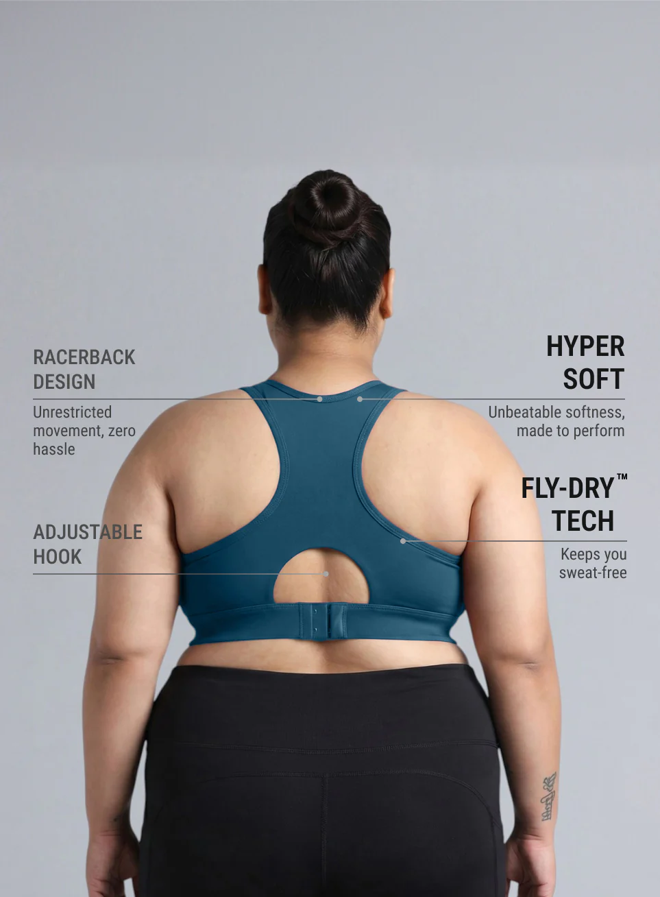 Women's Green Racer Back Hook Running High Support Plus Size Sports Bra - Image 6