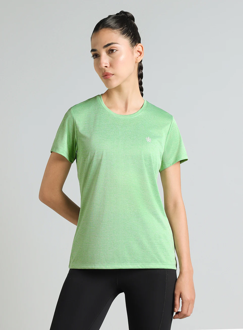 Women's Green Textured Active T-Shirt - Image 4