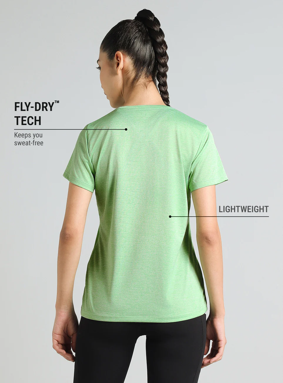 Women's Green Textured Active T-Shirt - Image 6