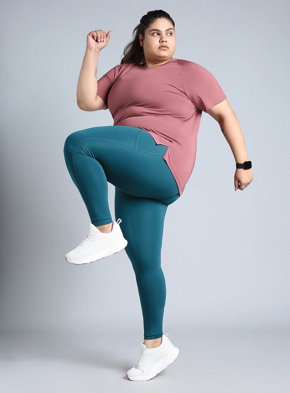 Women's Green Training Plus Size Tights - Image 3