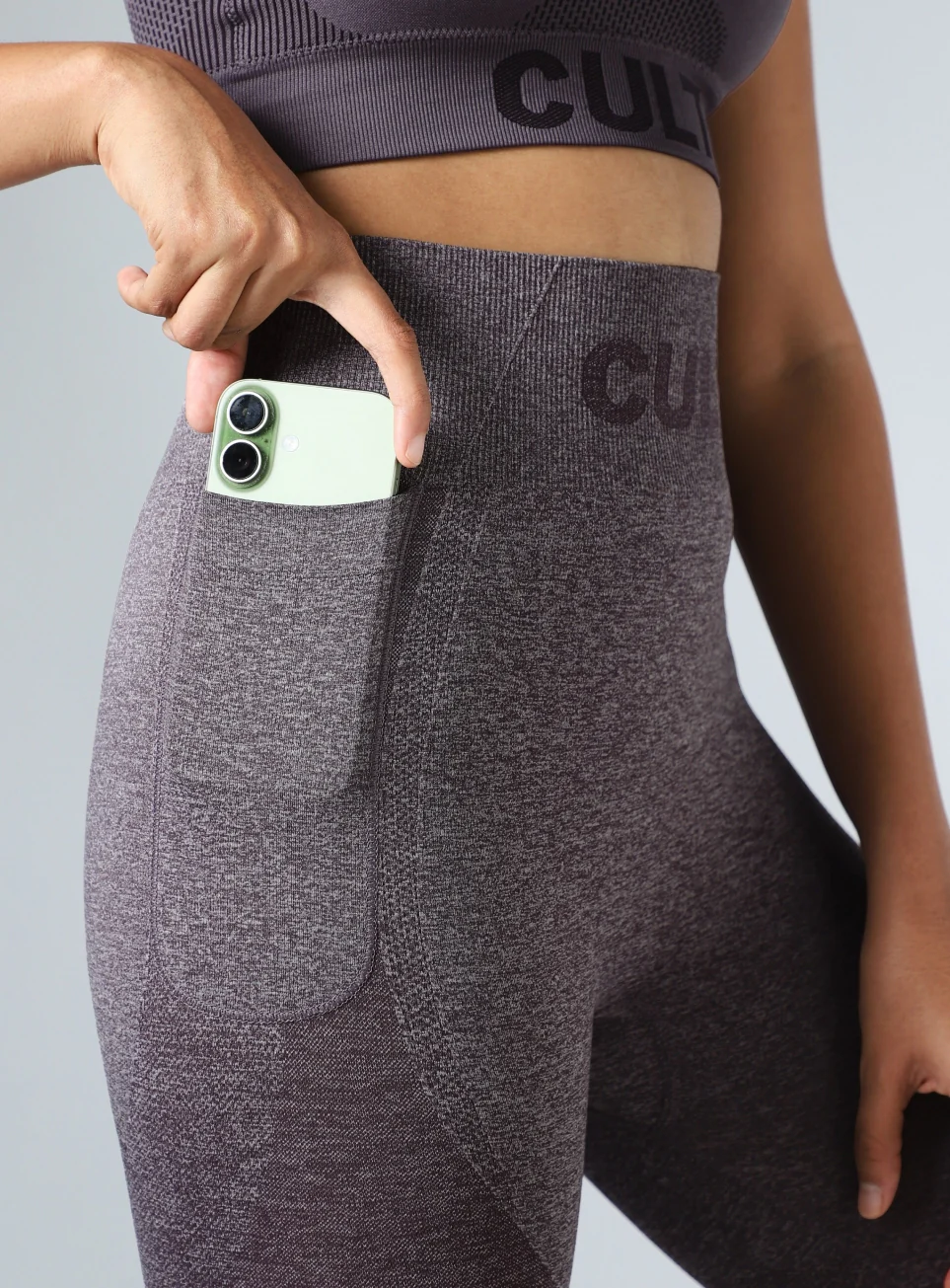 Women's Grey Contour Fit Seamless Tights - Image 7