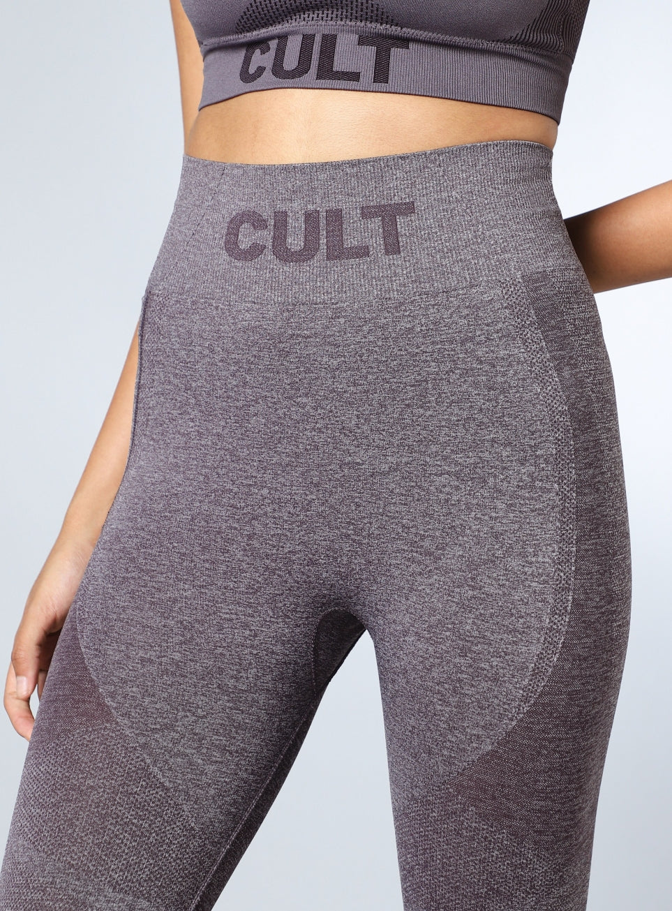 Women's Grey Contour Fit Seamless Tights - Image 8