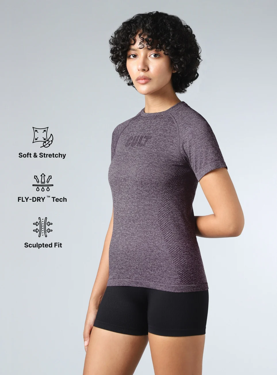Women's Grey Contour Seamless T-shirt - Image 5