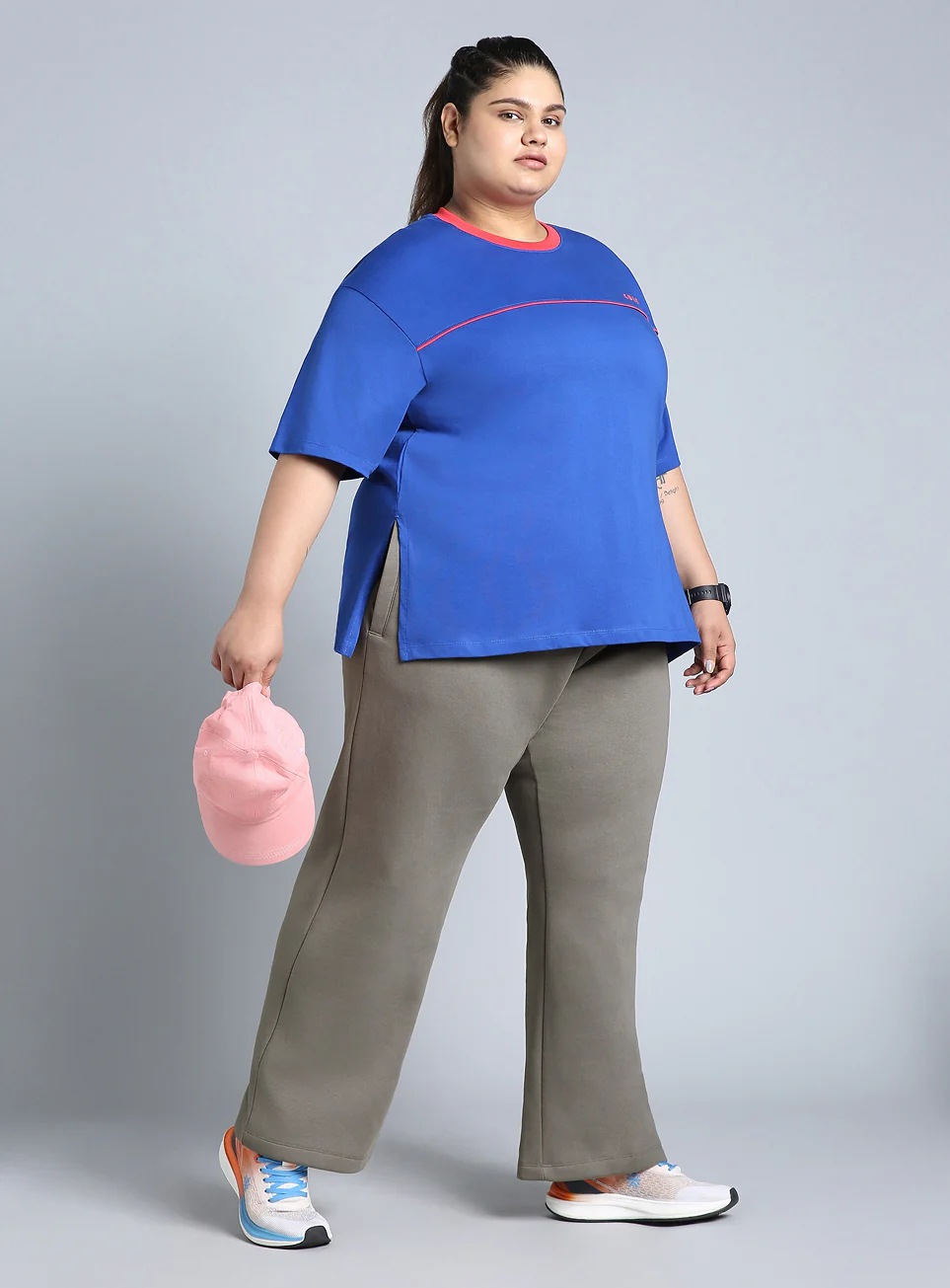 Women's Grey Plus Size Athleisure Trackpants - Image 2