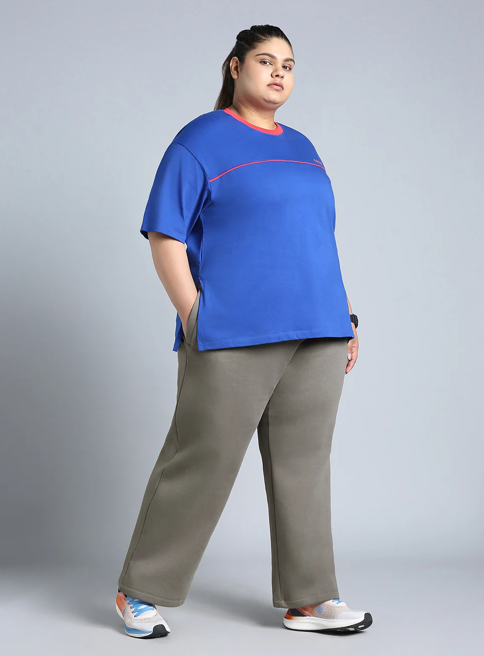 Women's Grey Plus Size Athleisure Trackpants - Image 3