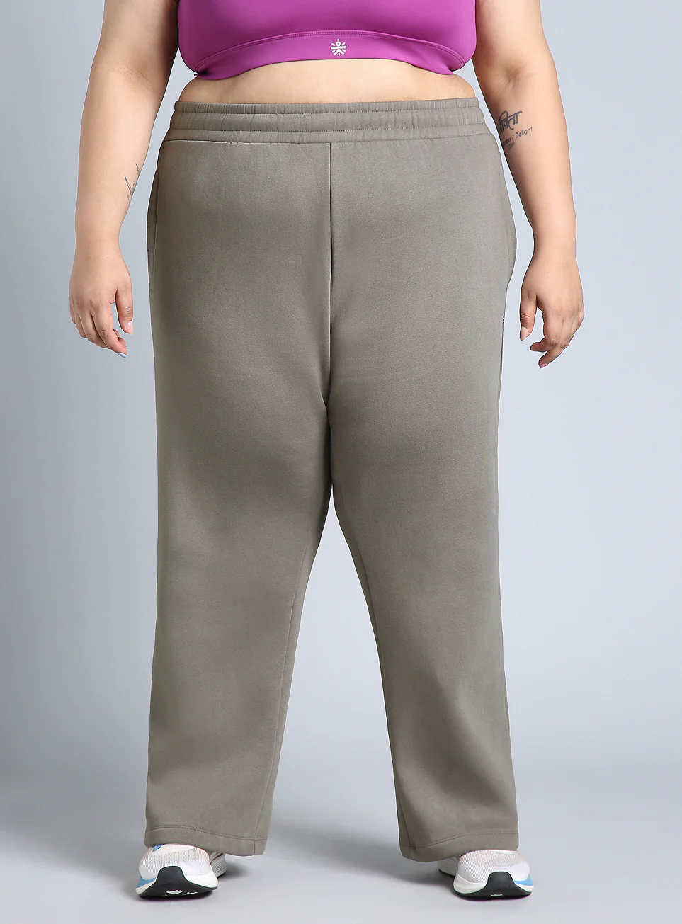 Women's Grey Plus Size Athleisure Trackpants - Image 4