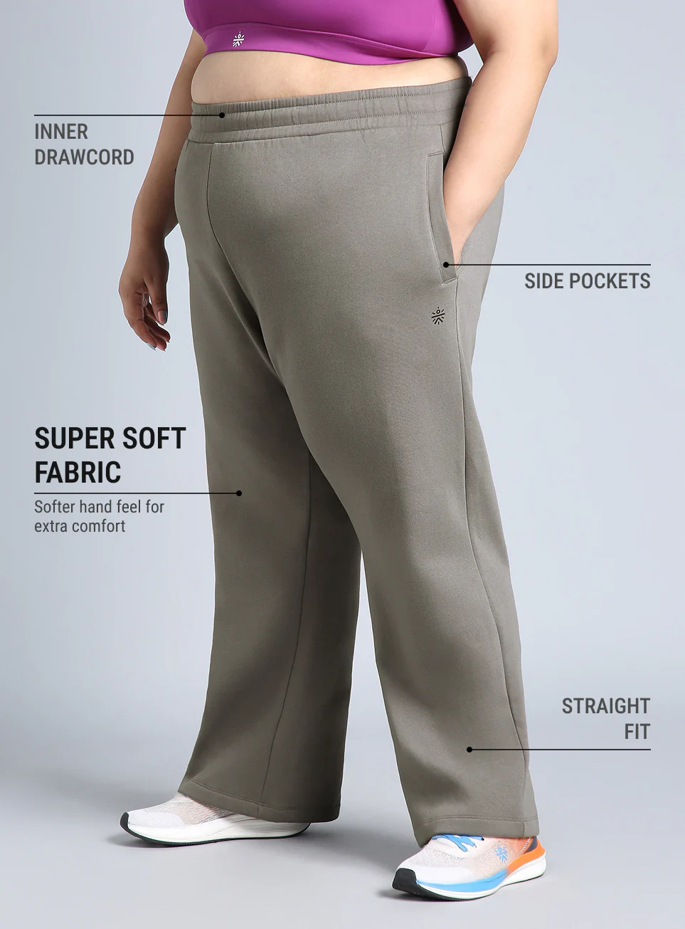 Women's Grey Plus Size Athleisure Trackpants - Image 5