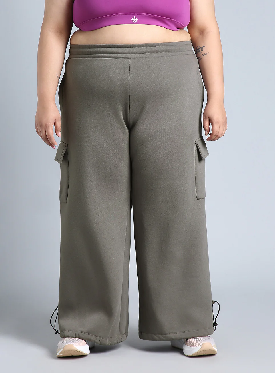 Women's Grey Plus Size Utility Joggers - Image 4